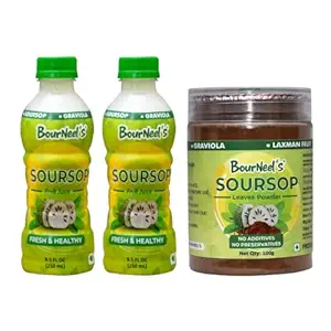 Soursop Pack of 2 (2 Soursop Juice Bottles + 1 Soursop Leaves Powder Jar)